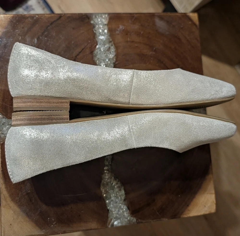 TOMS Women's Briella Ballet Flats in Silver/Light Metallic Suede sz 7.5 - Picture 4 of 15